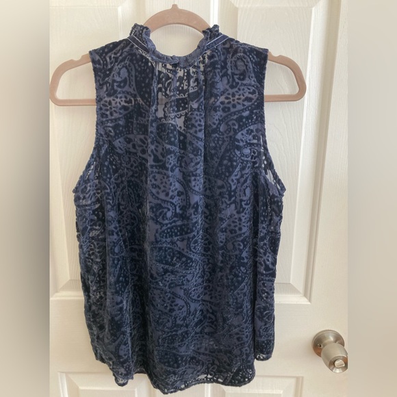 Sheer, Velvet Burn-Out Paisley Pattern Top, Size L - Picture 3 of 6